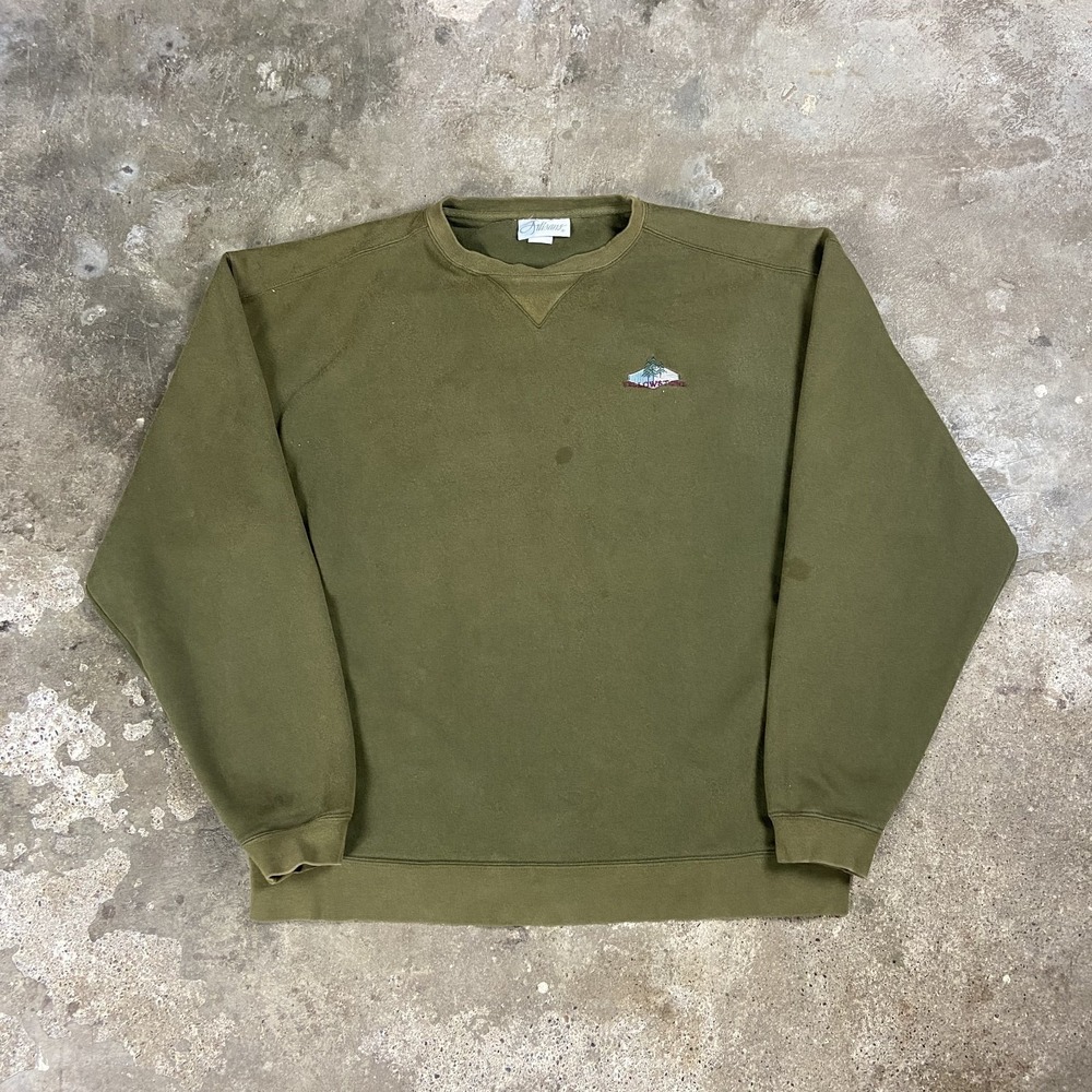 Vintage 90s Artisans Sweatshirt Size XL Green Crewneck Pullover Yellowstone Logo